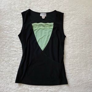 Vintage y2k layered effect black and green top